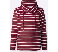Sheego Sweatshirt mit überlappendem Rollkragen 40 dunkelrot-weiß-geringelt