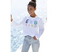 Sweatshirt ELBSAND "Aliisa" Gr. S (36), weiß Damen Sweatshirts mit Logodruck vorne (29032507-S)