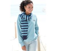 Sweatshirt ELBSAND "Carisa", Damen, Gr. L (40), aquamarine, Sweatware, Obermaterial: 95% Baumwolle, 5% Elasthan, unifarben, figurumspielend hüftlang, Rundhals, Sweatshirts Sweatshirt, mit verstellbare