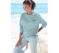Sweatshirt ELBSAND "Carisa", Damen, Gr. M (38), blau (aquamarine), Sweatware, Obermaterial: 95% Baumwolle, 5% Elasthan, unifarben, figurumspielend hüftlang, Rundhals, Sweatshirts Sweatshirt, mit verst