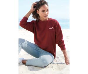 Sweatshirt ELBSAND "Carisa", Damen, Gr. S (36), weinrot, Sweatware, Obermaterial: 95% Baumwolle, 5% Elasthan, unifarben, figurumspielend hüftlang, Rundhals, Sweatshirts Sweatshirt, mit verstellbarem G