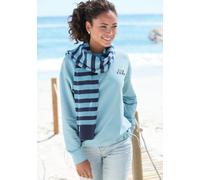 Sweatshirt ELBSAND "Carisa", Damen, Gr. XL (42), aquamarine, Sweatware, Obermaterial: 95% Baumwolle, 5% Elasthan, unifarben, figurumspielend hüftlang, Rundhals, Sweatshirts Sweatshirt, mit verstellbar