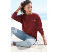 Sweatshirt ELBSAND "Carisa", Damen, Gr. XL (42), weinrot, Sweatware, Obermaterial: 95% Baumwolle, 5% Elasthan, unifarben, figurumspielend hüftlang, Rundhals, Sweatshirts, mit verstellbarem Gummizug am