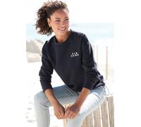 Sweatshirt ELBSAND "Carisa", Damen, Gr. XXL (44), blau (marine), Sweatware, Obermaterial: 95% Baumwolle, 5% Elasthan, unifarben, figurumspielend hüftlang, Rundhals, Sweatshirts Sweatshirt, mit verstel