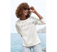 Sweatshirt ELBSAND Gr. L, weiß Damen Sweatshirts mit Logostickerei vorne, lässige Passform, sportlich-casual (36800510-L)