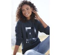 Sweatshirt ELBSAND "Fionni" Gr. L (40), blau (marine) Damen Sweatshirts mit großem Logoprint Bestseller (77859721-L)