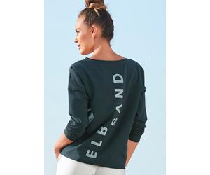 Sweatshirt ELBSAND "Raina", Damen, Gr. S (36), blau (marine), Sweatware, Obermaterial: 95% Baumwolle, 5% Elasthan, unifarben, figurumspielend hüftlang, Rundhals, Sweatshirts Sweatshirt, mit Logoprint 