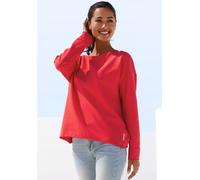 Sweatshirt ELBSAND "Raina", Damen, Gr. S (36), rot, Sweatware, Obermaterial: 95% Baumwolle, 5% Elasthan, unifarben, figurumspielend hüftlang, Rundhals, Sweatshirts Sweatshirt, mit Logoprint am Rücken,