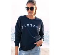Sweatshirt ELBSAND "Sontje" Gr. L (40), blau (marine) Damen Sweatshirts mit Flockprint vorne (97253229-L)