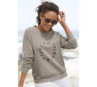 Sweatshirt ELBSAND "Zaara", Damen, Gr. S (36), grau (taupe), angeraute Sweatware, Obermaterial: 95% Baumwolle, 5% Elasthan, unifarben mit Farbeinsatz, figurumspielend hüftlang, Rundhals, Sweatshirts S