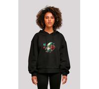 Sweatshirt F4NT4STIC "Gnom Frühling Blumen Schmetterling", Damen, Gr. 4XL, schwarz, Obermaterial: 100% Baumwolle, oversize, ohne Bündchen, Sweatshirts Sweatshirt, Premium Qualität (26850039-4XL) schwa
