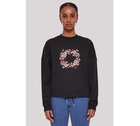 Sweatshirt F4NT4STIC "Rosa Frühlings Blumenkranz Dekor", Damen, Gr. XL, schwarz, Obermaterial: 65% Baumwolle, 35% Polyester, oversize, Rundhals, ohne Bündchen, Sweatshirts Sweatshirt, Premium Qualität