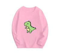 Sweatshirt Frühling Herbst Langarm T-Shirt Mit Dinosaurier Print In Bonbonfarben Und Rundhalsausschnitt Pullover Casual Sport Einfarbig Langarmshirt Für Größere Kinder Langarm