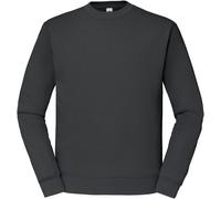 Sweatshirt FRUIT OF THE LOOM, Herren, Gr. S (44/46), grau (graphit), angeraute Sweatware, Obermaterial: 80% Baumwolle, 20% Polyester, unifarben, schmal hüftlang, Rundhals, Rippbündchen, Sweatshirts Sw