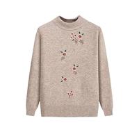 Sweatshirt Für Damen,Gerippter Strickpullover Für Mittleres Und Älteres Alter, Rollkragenpullover, Warmer Pullover Für Alte Damen, Elegante Blumenstickerei, Bequeme Strickmode Für Omas Für Her