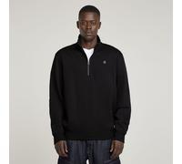 Sweatshirt G-STAR "Premium Core Half Zip", Herren, Gr. L, schwarz (dk schwarz), Sweatware, Obermaterial: 55% Baumwolle, 45% Polyester, unifarben, regular fit normal, Rundhals, Rippbündchen, Sweatshirt