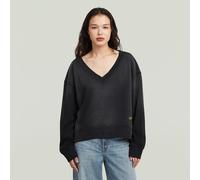 Sweatshirt G-STAR "Sun faded V-Neck Loose Wmn", Damen, Gr. XL, dk schwarz gd, Sweatware, Obermaterial: 100% Baumwolle, unifarben, oversize normal, V-Ausschnitt, Rippbündchen, Sweatshirts Sweatshirt, m