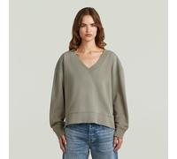 Sweatshirt G-STAR "Sun faded V-Neck Loose Wmn", Damen, Gr. XS, turf gd, Sweatware, Obermaterial: 100% Baumwolle, unifarben, oversize normal, V-Ausschnitt, Rippbündchen, Sweatshirts Sweatshirt, mit V-A
