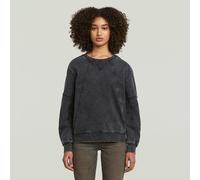 Sweatshirt G-STAR "Washed 3D Sleeve A line", Damen, Gr. M (38), dk schwarz smokey gd, Sweatware, Obermaterial: 100% Baumwolle, washed, regular fit normal, Rundhals, Rippbündchen, Sweatshirts Sweatshir