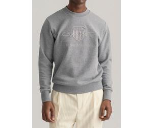 Sweatshirt GANT "D1. TONAL ARCHIVE SHIELD C-NECK", Damen, Gr. 5XL, grau (grau melange), Sweatware, Obermaterial: 100% Baumwolle, normal hüftbedeckend, Rundhals, eingesetzt Rippbündchen, Sweatshirts Sw