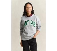 Sweatshirt GANT "GRAPHIC C-NECK", Damen, Gr. S, grau (light grau melange), Sweatware, Obermaterial: 100% Baumwolle, relaxed fit normal, Rundhals, Rippbündchen, Sweatshirts Sweatshirt, Rundhals, relaxe