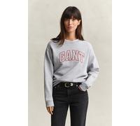 Sweatshirt GANT "GRAPHIC C-NECK SWEAT", Damen, Gr. L, light grau melange, Sweatware, Obermaterial: 100% Baumwolle, unifarben, relaxed fit normal, Rundhals, eingesetzt Rippbündchen, Sweatshirts Sweatsh