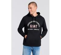 Sweatshirt GANT "PRINTED GRAPHIC", Herren, Gr. L, schwarz, Sweatware, Obermaterial: 87% Baumwolle, 13% Polyester, regular fit normal, Rundhals, Bündchen, Sweatshirts Sweatshirt, mit Kapuze, regular fi