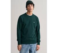 Sweatshirt GANT "REG SHIELD C-NECK SWEAT", Herren, Gr. XL, grün (tartan grün), Obermaterial: 87% Baumwolle, 13% Polyester, bestickt, unifarben, regular fit hüftlang, Rundhals, elastischer Bund, Sweats