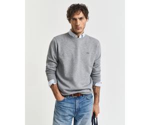 Sweatshirt GANT "REG SHIELD C-NECK SWEAT", Herren, Gr. XXL, grau (grau melange), Obermaterial: 87% Baumwolle, 13% Polyester, meliert, regular fit hüftlang, Rundhals, elastischer Bund, Sweatshirts Swea