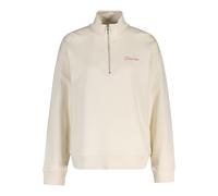 Sweatshirt GANT "SCRIPT HALF ZIP", Damen, Gr. L, cream, Sweatware, Obermaterial: 100% Baumwolle, Rippbündchen, Sweatshirts Sweatshirt, mit Stehkragen, normale Passform (70396609-L) cream