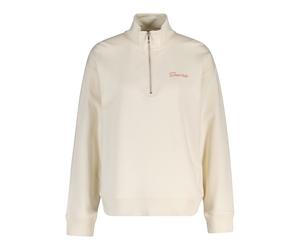 Sweatshirt GANT "SCRIPT HALF ZIP", Damen, Gr. XL, beige (cream), Sweatware, Obermaterial: 100% Baumwolle, Rippbündchen, Sweatshirts Sweatshirt, mit Stehkragen, normale Passform (70396609-XL) cream