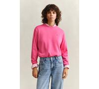 Sweatshirt GANT "SHIELD C-NECK SWEAT", Damen, Gr. L, bright fuschia, Sweatware, Obermaterial: 87% Baumwolle, 13% Polyester, Rundhals, Rippbündchen, Sweatshirts Sweatshirt, Grafische GANT-Stickerei auf