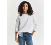 Sweatshirt GANT "SHIELD C-NECK SWEAT", Damen, Gr. L, weiß (eggshell), Sweatware, Obermaterial: 87% Baumwolle, 13% Polyester, Rundhals, Rippbündchen, Sweatshirts Sweatshirt, Grafische GANT-Stickerei au