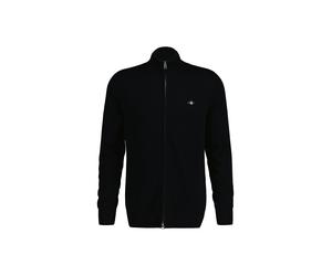 Sweatshirt GANT "Strickjacke CASUAL COTTON ZIP CARDIGAN", Herren, Gr. 3XL, schwarz, Obermaterial: 100% Baumwolle CO., Sweatshirts Sweatshirt (73938861-XXXL) schwarz