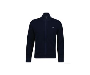 Sweatshirt GANT "Strickjacke MICRO TEXTURED COTTON ZIP CARDIGAN 1er Pack", Herren, Gr. XXL, blau, Obermaterial: 100% Baumwolle CO., Sweatshirts Sweatshirt (21460430-XXL) blau