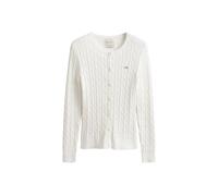 Sweatshirt GANT "Strickjacke STRETCH COTTON CABLE CARDIGAN", Damen, Gr. M, weiß, Obermaterial: 88% Baumwolle CO. 10% Polyamid PA. 2% Elasthan EL., Sweatshirts Sweatshirt (33992513-M) weiß