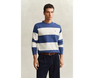 Sweatshirt GANT "STRIPED C-NECK", Herren, Gr. XXL, vintage blau, Sweatware, Obermaterial: 100% Baumwolle, gestreift, hüftlang, Rundhals, angesetztes Bündchen, Sweatshirts Sweatshirt, mit Rundhals und