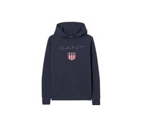 Sweatshirt GANT "Sweatshirt Shield Hoodie", Jungen, Gr. 134-140, blau (dunkelblau), Obermaterial: 78% Baumwolle CO. 22% Polyester PES., Sweatshirts Sweatshirt (38825255-134) dunkelblau