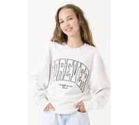 Sweatshirt GARCIA, Damen, Gr. 128 (134), lgt grau, Sweatware, Obermaterial: 80% Baumwolle, 20% Polyester, bedruckt, regular fit taillenbedeckt, Rundhals, Rippbündchen, Sweatshirts Sweatshirt, mit Fron