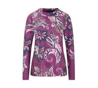 Sweatshirt GOLDNER "Kurzgröße Langarmshirt im Paisley-Design", Damen, Gr. 20, lila (beere, gemustert), Obermaterial: 60% Polyester PES. 35% Baumwolle CO. 5% Elasthan EL., figurumspielend, Sweatshirts 