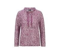 Sweatshirt GOLDNER "Kurzgröße Sweater mit grafischem Druck", Damen, Gr. 22, lila (beere, gemustert), Modern, lässig geschnitten, hoch geschlossener Ausschnitt, Gerade, Sweatshirts Sweatshirt, Tunnelzu
