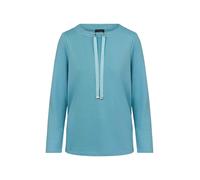 Sweatshirt GOLDNER "Kurzgröße Sweatshirt mit U-Boot-Ausschnitt", Damen, Gr. 21, türkis, Modern, lässig geschnitten, U-Boot-Ausschnitt, Gerade, Sweatshirts Sweatshirt, Tunnelzug Zierband am Ausschnitt