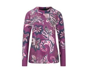 Sweatshirt GOLDNER "Langarmshirt im Paisley-Design", Damen, Gr. 48, pink (beere, gemustert), Obermaterial: 60% Polyester PES. 35% Baumwolle CO. 5% Elasthan EL., figurumspielend, Sweatshirts Sweatshirt