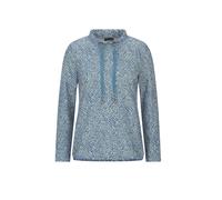 Sweatshirt GOLDNER "Sweater mit grafischem Druck", Damen, Gr. 42, blau (blau, gemustert), Modern, lässig geschnitten, hoch geschlossener Ausschnitt, Gerade, Sweatshirts Sweatshirt, Tunnelzug im Stehbu