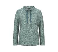 Sweatshirt GOLDNER "Sweater mit grafischem Druck", Damen, Gr. 54, grün (graugrün, gemustert), Modern, lässig geschnitten, hoch geschlossener Ausschnitt, Gerade, Sweatshirts Sweatshirt, Tunnelzug im St