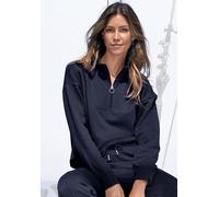Sweatshirt H.I.S "Troyer mit Stehkragen" Gr. 44/46, blau (navy) Damen Sweatshirts (92732053-44) navy