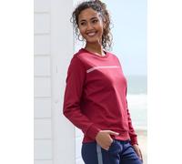 Sweatshirt H.I.S, Damen, Gr. 44/46, rot, Interlock, Obermaterial: 60% Baumwolle, 40% Polyester, unifarben, bedruckt, Basic, bequem hüftlang, Rundhals, Langarm Rippbündchen, Sweatshirts, Basic mit Logo