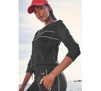 Sweatshirt H.I.S, Damen, Gr. 48/50, blau (marine), Interlock, Obermaterial: 60% Baumwolle, 40% Polyester, unifarben, Basic, bequem hüftlang, Rundhals, Bündchen, Sweatshirts Sweatshirt (49873312-48) ma