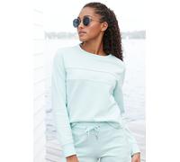 Sweatshirt H.I.S, Damen, Gr. 52/54, grün (hellmint), Interlock, Obermaterial: 60% Baumwolle, 40% Polyester, unifarben, Basic, bequem hüftlang, Bündchen, Sweatshirts Sweatshirt, mit Piping, Loungeanzug