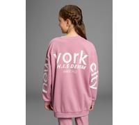 Sweatshirt H.I.S "Loose fit Sweatshirt mit Rückenprint für Mädchen", Mädchen, Gr. 128/134, rosa (altrosa), angeraute Sweatware, Obermaterial: 60% Baumwolle, 40% Polyester, bedruckt, loose fit hüftbede
